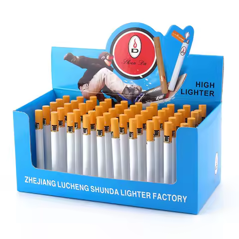 Creative Novelty Grinding Wheel Lighter Open Flame Cigarette Shape Butane Torch Funny Cute Smoking Gift Personality