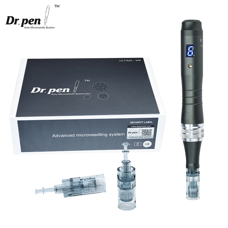 Dr Pen-pluma Derma Ultima M8 con 2 agujas, profesional, inalámbrica, para el cuidado facial, herramienta de tatuaje