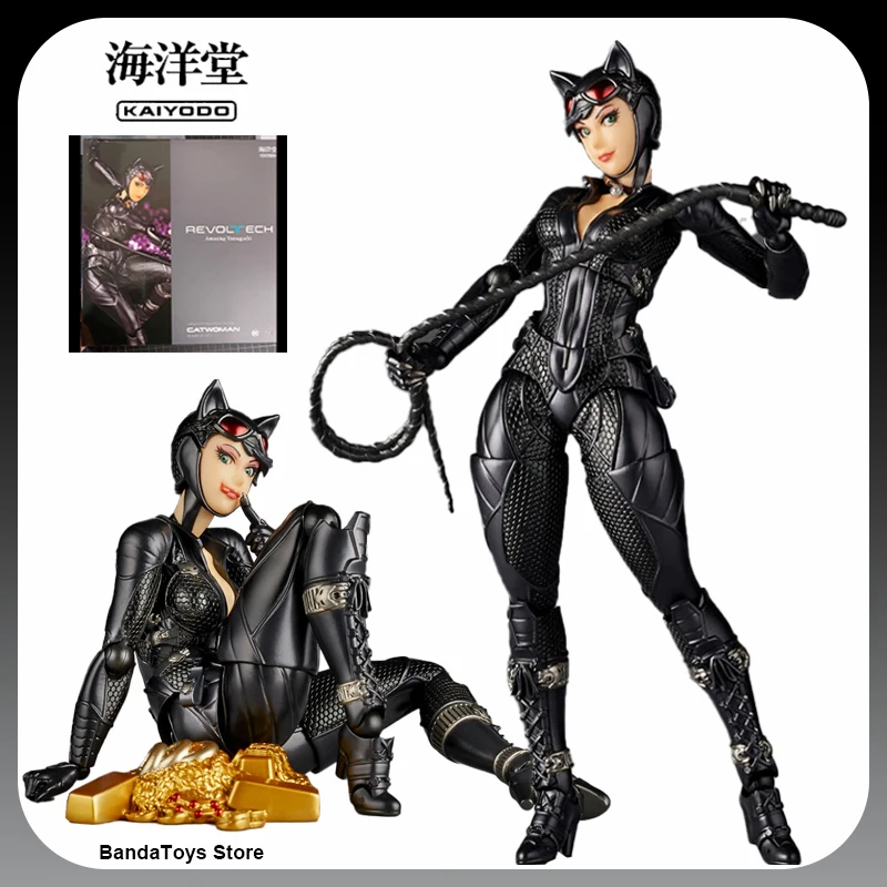 En Stock 100% Original Kaiyodo Revoltech increíble Yamaguchi Catwoman Selina Kyle Batman Anime colección de figuras de acción modelo de juguete