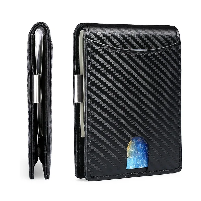 

2025 New Microfiber Simple Carbon Fiber Wallet Men's Credit Card Holder Wallet