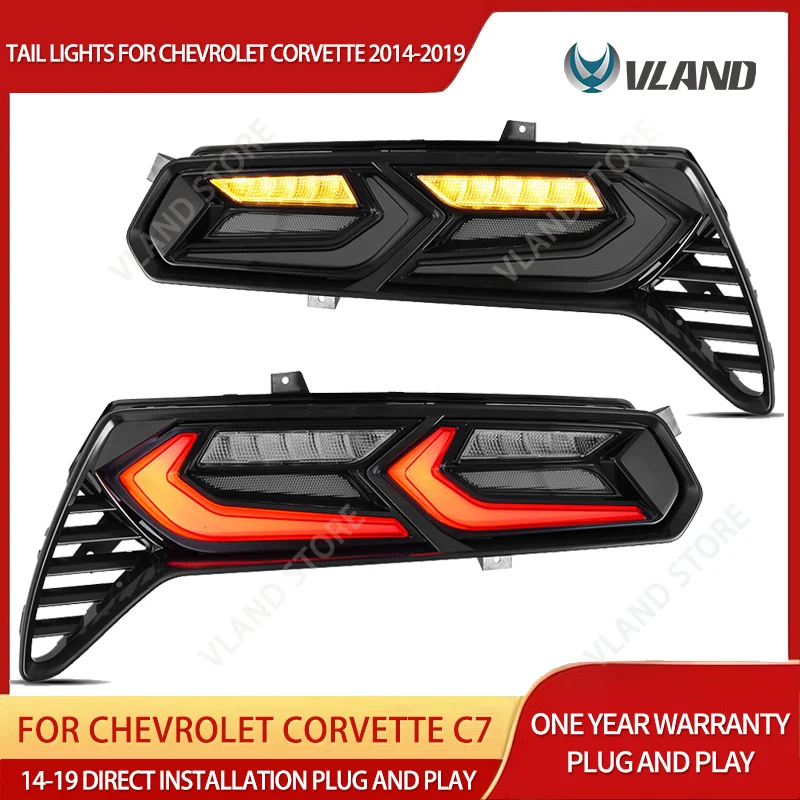 VLAND 2014-2019 Corvette C7 LED-Rückleuchten Voll-LED Sequentieller Blinker Dynamische Heckleuchten Paar Set von 2 Stück