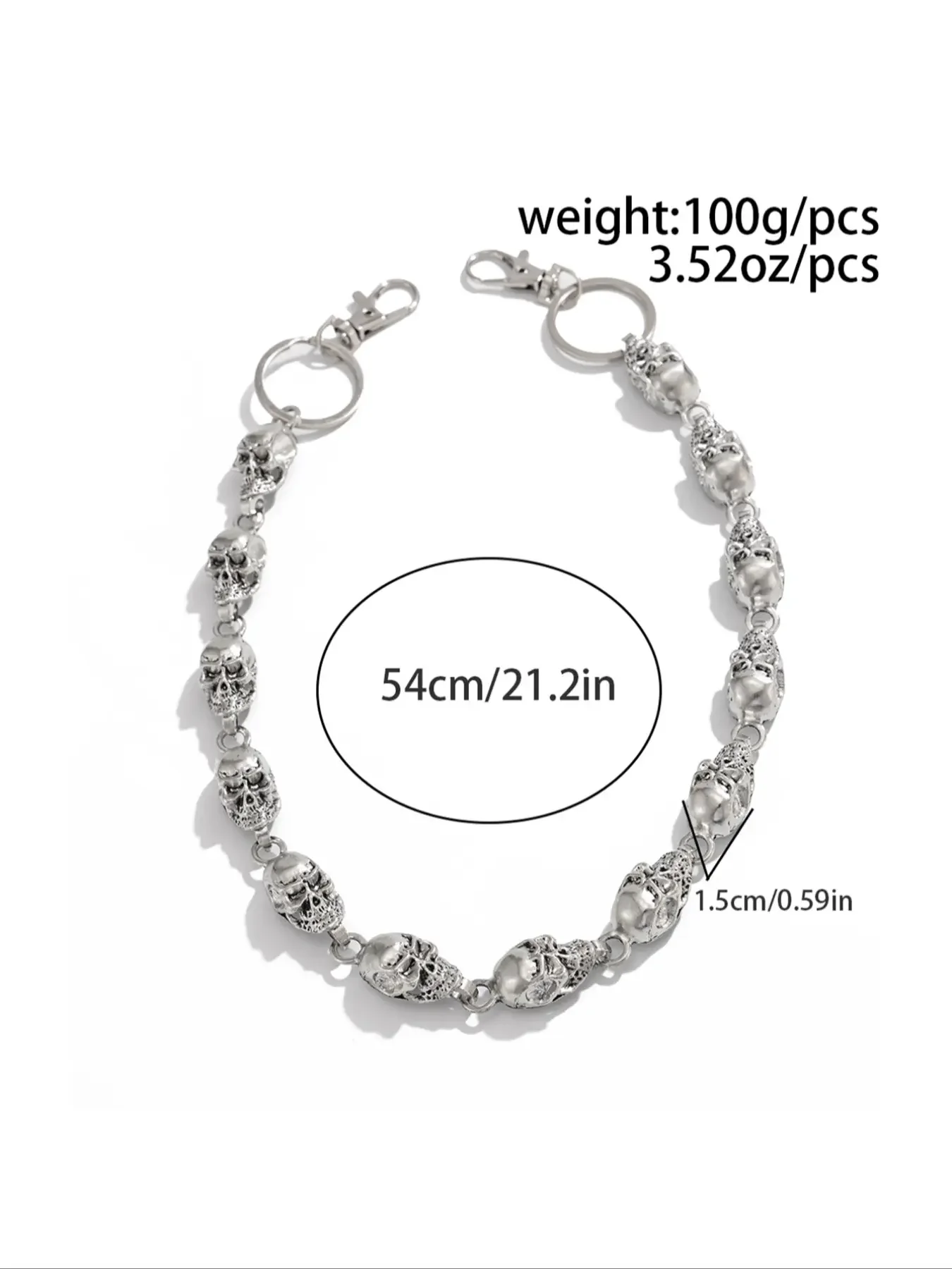 Men's Punk Skull Waist Chain, Metal Body Chain for Pants Decoration, Fashion Jewelry for Music Festivals & Halloween Party Wear, Vintage Body Jewelry, Body Jewellery