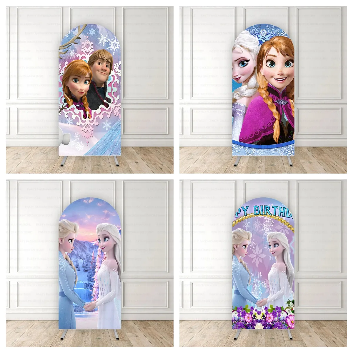 

Disney Princess Girl Anna Elsa Ice Magic Snowman Olaf Frozen Birthday Party Photography Baby Shower Arch Backdrop Background