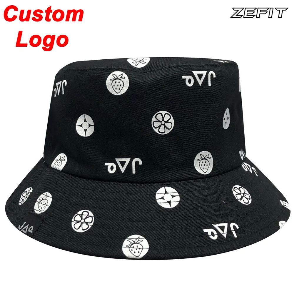 Custom Bucket Cap Fedoras Full Print Logo Sand Sun Proof Golf Summer Sunny Hot Weather Ladies Travel Fishmen Seaside Beach Hat