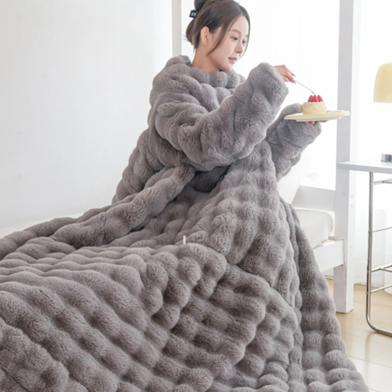Winter Sleeved Integrated Blanket,Shoulder Protection Warm Multi-function Blanket,Home Thickened Pillow Quilt,Long-lasting