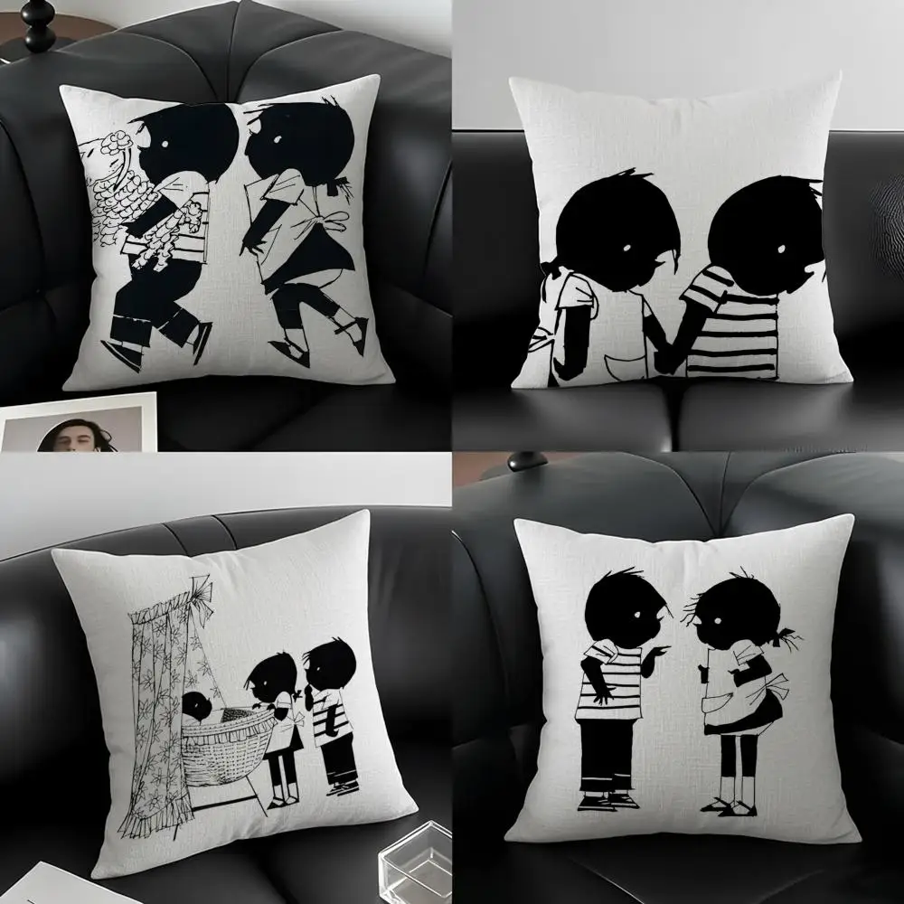 J-Jip en Janneke Cushion Cover Natural Linen Pillowcase Set, All-in-One Decor for Sofa, Bedroom & Chair