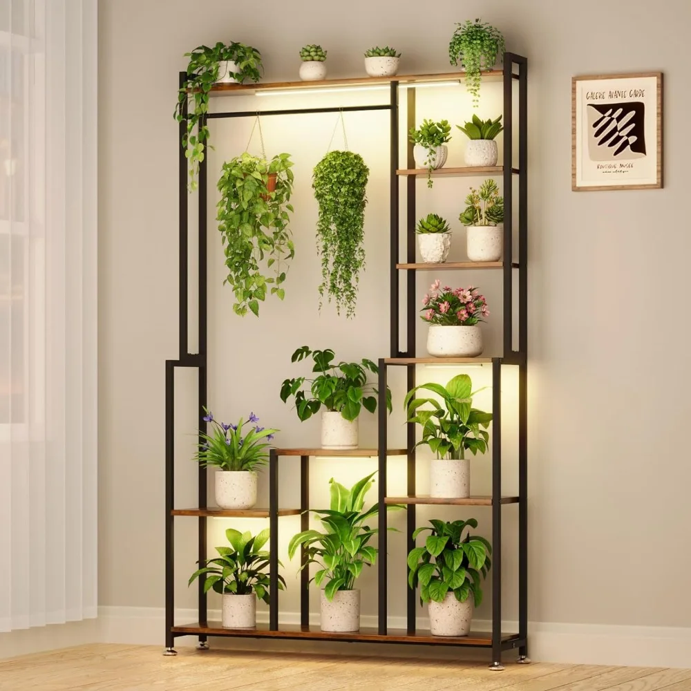 

Tall Plant Stand Indoor with Grow Lights, 8 Tiered Metal Plant Stand for Indoor Plants Multiple, Large Plant Shelf Display Rack,