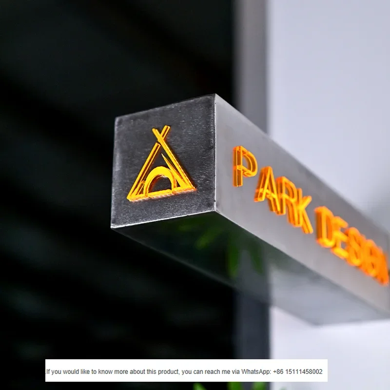 Customized Waterproof Side Mounted Multi-faceted Luminous Stainless Steel Light Box for Outdoor Coffee Shop