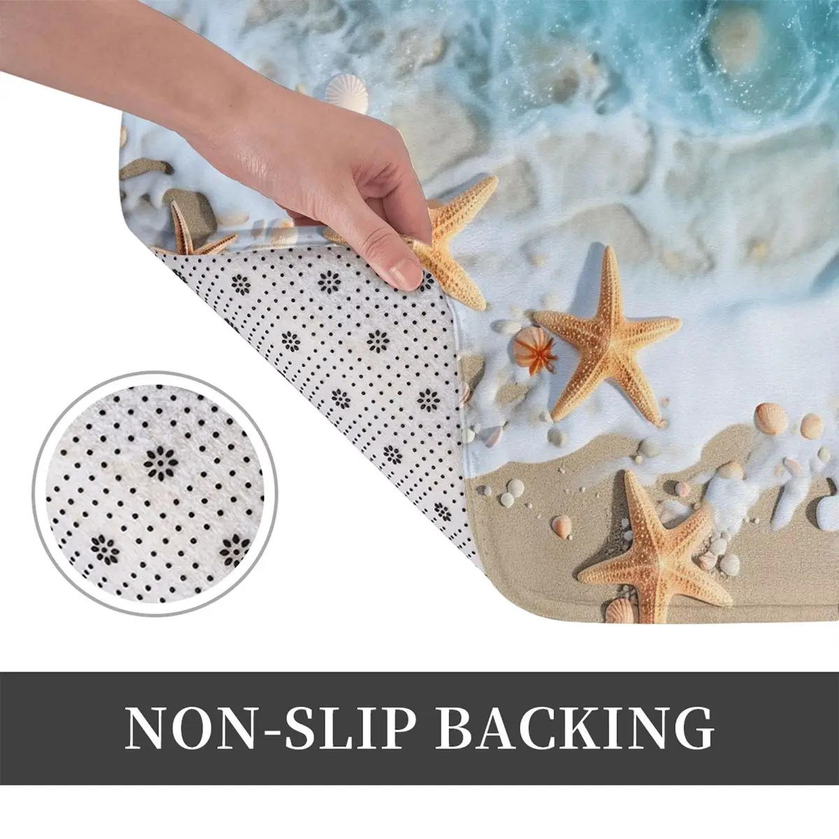 Beach Starfish Shell Anti-slip Doormat Floor Mat Sand Scraping Carpet Rug for Kitchen Entrance Bathroom Living room Footpad Mats