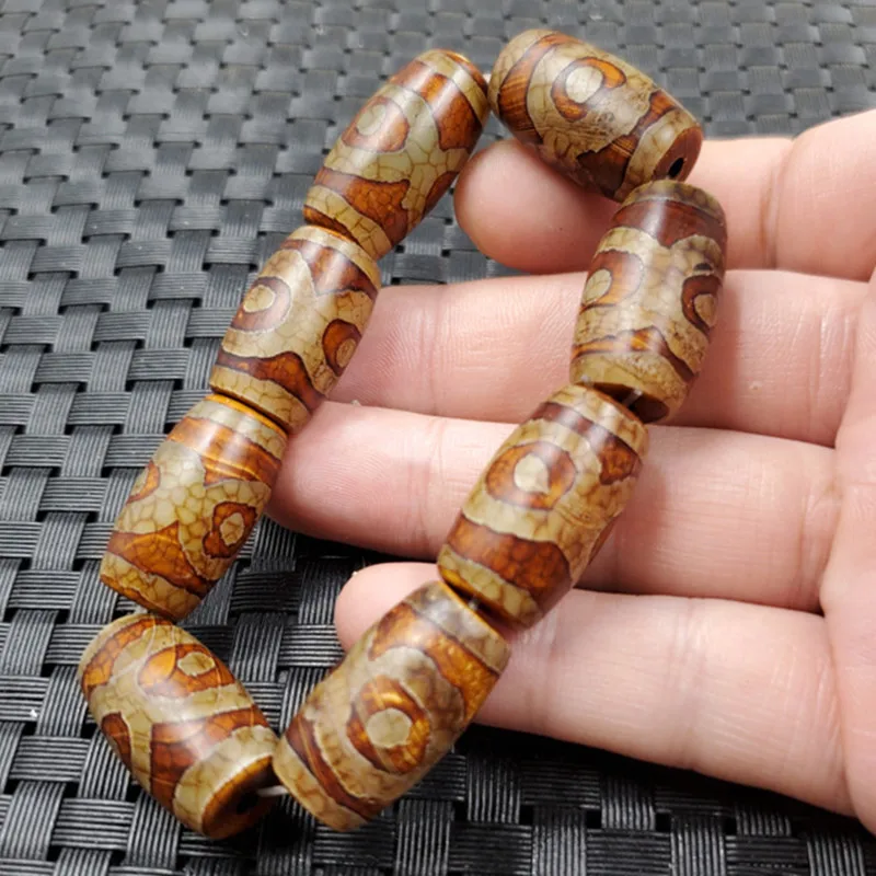 Jade Bracelet Agate Tianzhu Luantong Bracelet Three-Eye Tianzhu Barrel Beads Bracelet Vintage Bracelet Jade Bracelet Bracelet