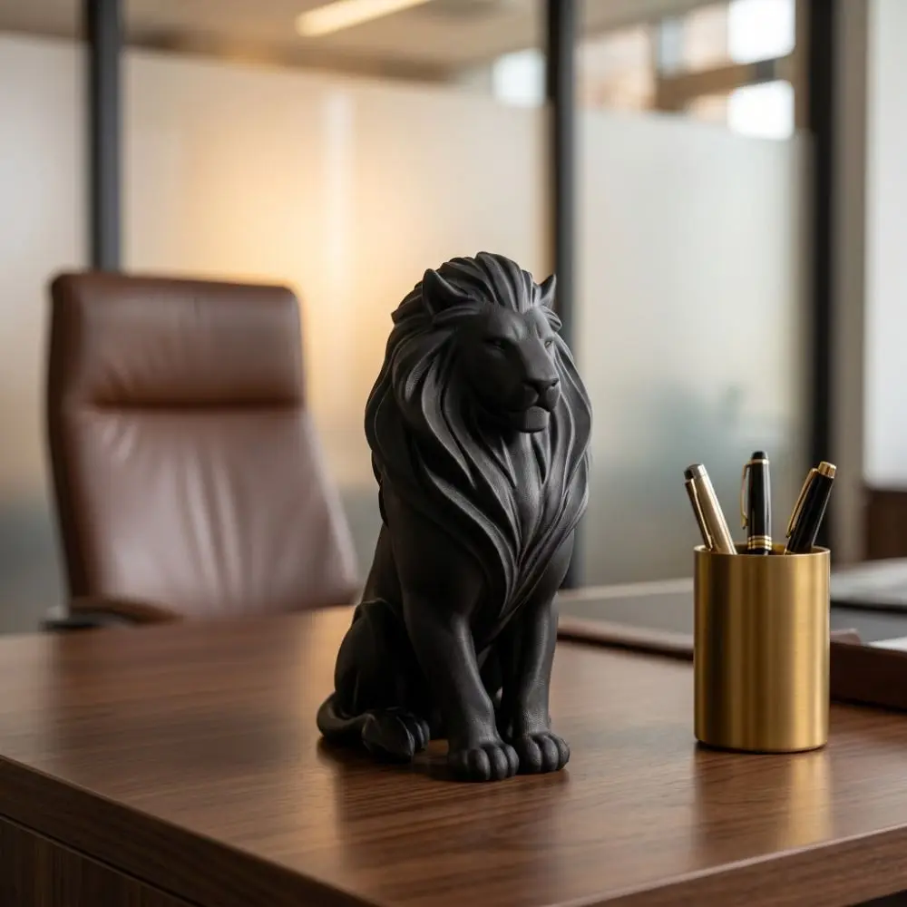 Sculpture 3D Printed Lion Figurine Crafts Nordic-Style Lion Statue 10cm Desktop Ornaments Bookshelf