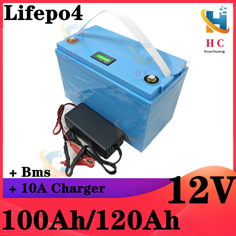 12V 100ah 120AH Lifepo4 Battery Pack Lifepo4 Lithium Battery With BMS For Inverter, Boat Motor,RV+10A Charger