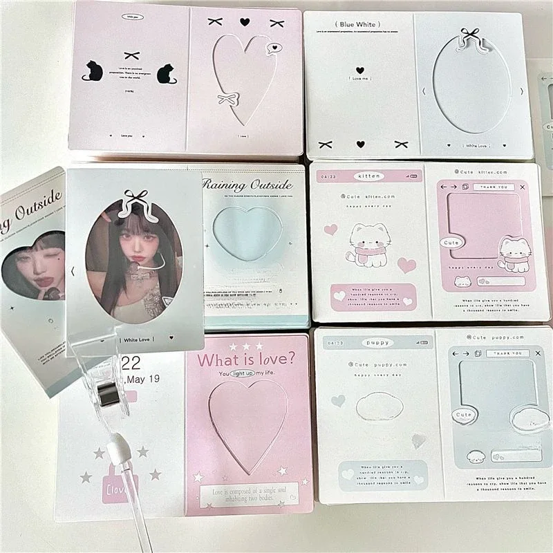 30Pcs Kpop Photo Folding Card Back Korean Star 3 Inch Photo Card DIY Packing Material Kawaii Card Message Fixed Board