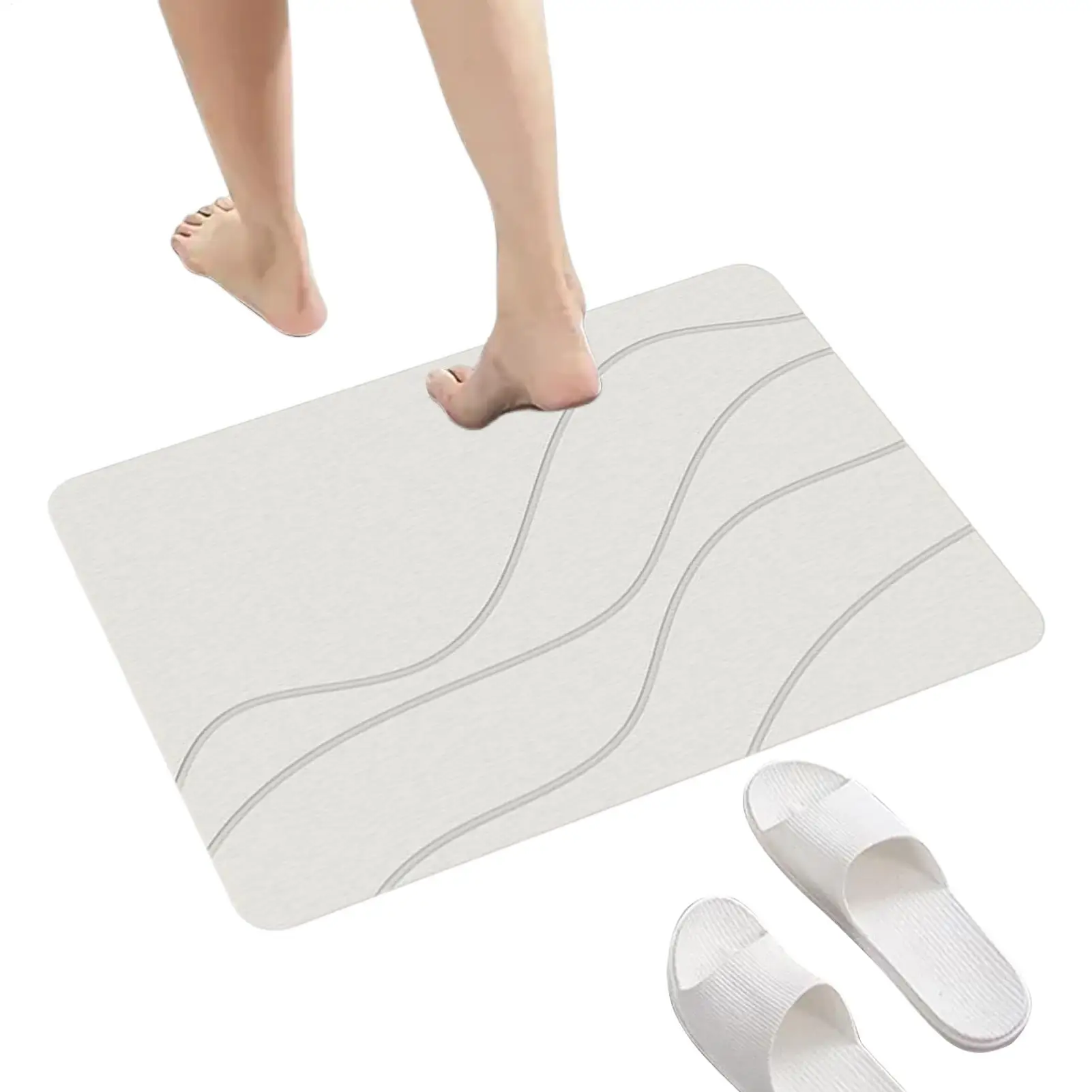 

Floor Bath Mat 40x60cm Quick Drying Diatomite Rug Absorbent Bath Rug For Home Apartment Farmhouse Bathroom Toilet Restroom