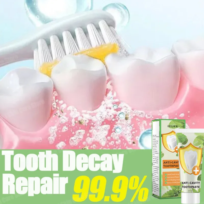 

Anti Decay Toothpaste repairs cavities, removes cavities, cleans plaque, whitens teeth, and freshens breath