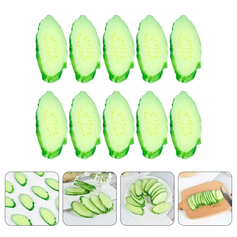 Simulação de pvc fatias de pepino educacional artificial mini frutas vegetais falsas simulação realista ornamento de pepino menina menino