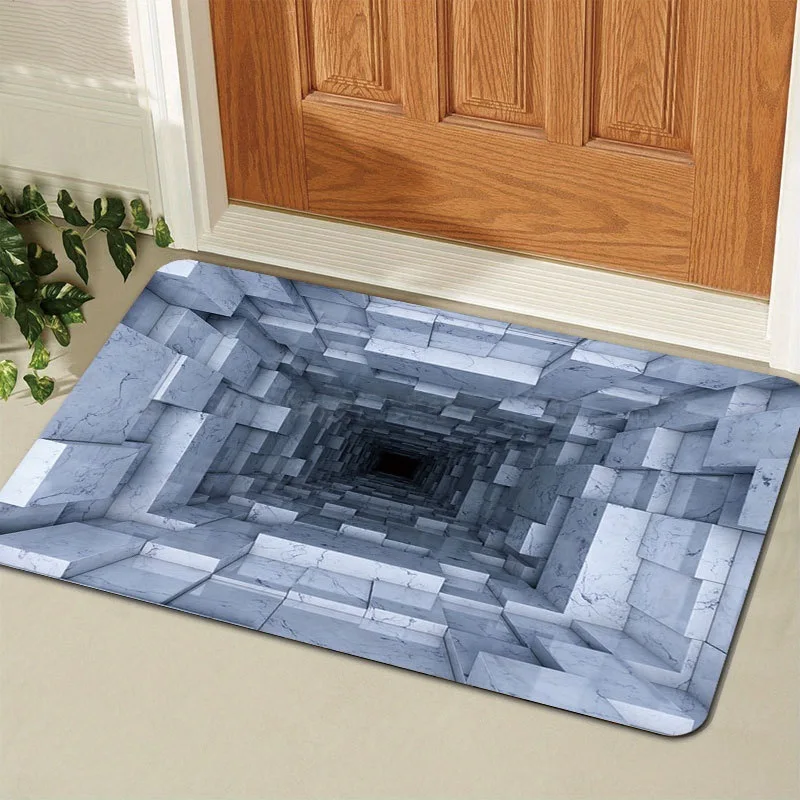 3D Visual Floor Cushion, Vintage Flower Tile Entry Door Mat, Printed Entry Door Foot Mat, Easy To Take Care of Non-slip.