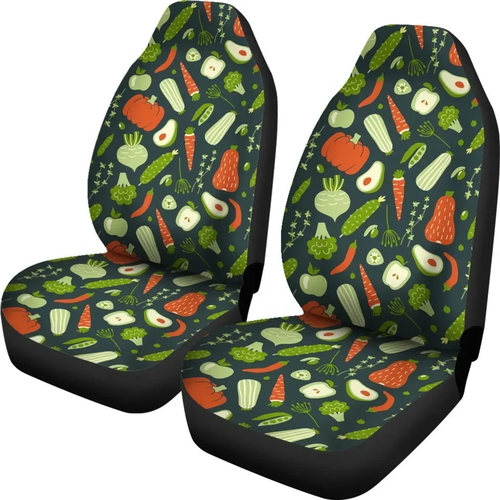 Vegan Pattern Print Seat Cover Car Seat Covers Set 2 Pc, Car Accessories Car Mats