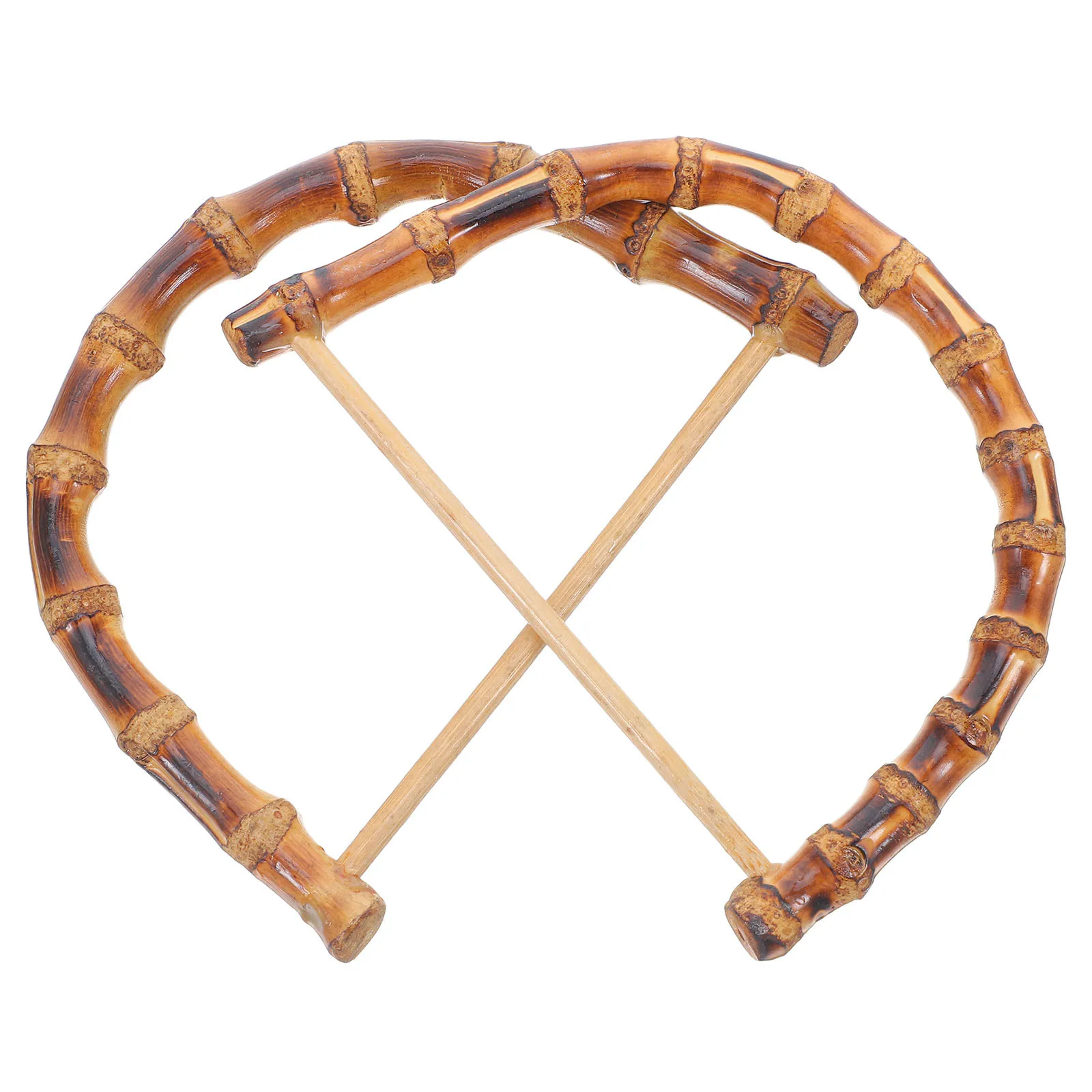 

2Pcs Bamboo D Type Bag Handles Handmade Half Round Stylish Bag Accessory DIY Purse Replacement Handle 12Cm Coffee for Craft DIY