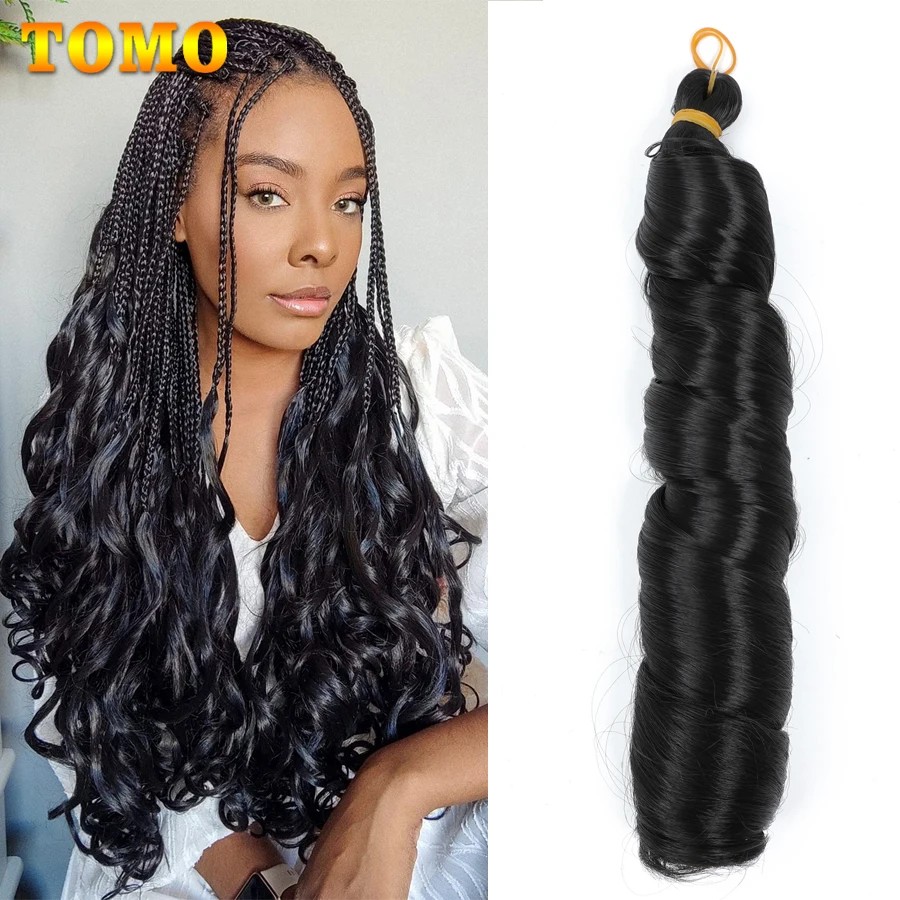 TOMO French Curl Braiding Hair 22 Inch Loose Wave Curly Crochet Hair Pre Stretche Synthetic Braiding Hair Extensions For Women