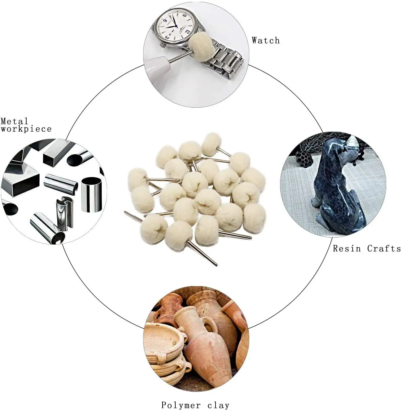 Juego de ruedas de pulido de mandril de 3 MM, 40 piezas, rueda pequeña de pulido de algodón para Dremel, accesorios de herramientas rotativas, Kit de pulido de joyería de reloj
