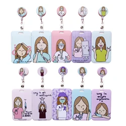 Doctor Nurse Retractable Buckle Clip Card Holder Horizontal Business Badge Reel Clip Cardholder Doctor Nurse Hang credencial