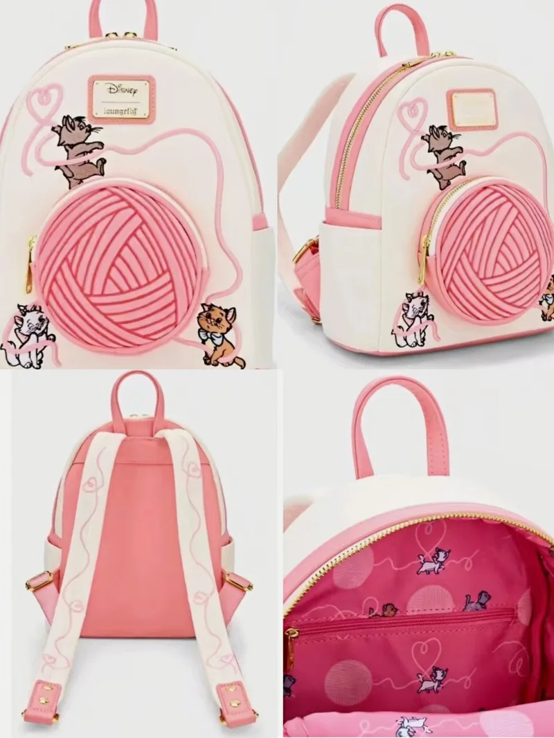 

Women Cute Cartoon Cat Mini Backpack Pink Yarn Ball Design Pu Leather Crossbody Bag Daily Travel Outdoor Shopping Portable