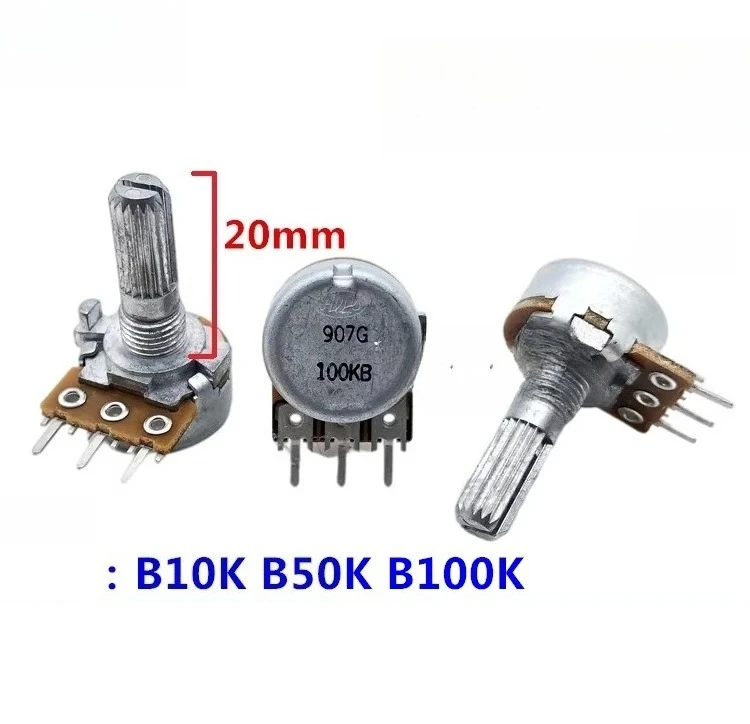 for ALPS mono volume amplifier potentiometer RK16 type, single 3-pin B10KB20KB50KB100K 10pcs