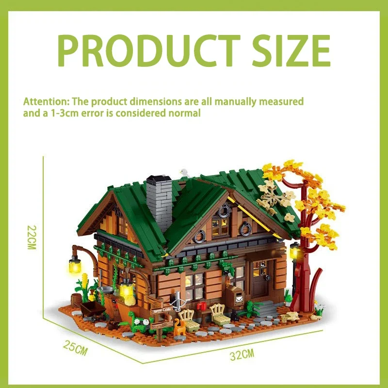 Street View Wald Hütte Gebäude Block Stadt Holz Hütte Wald Holz Haus Modell Ziegel Zusammengebautes Spielzeug Für Jungen Geburtstag Geschenk MOC