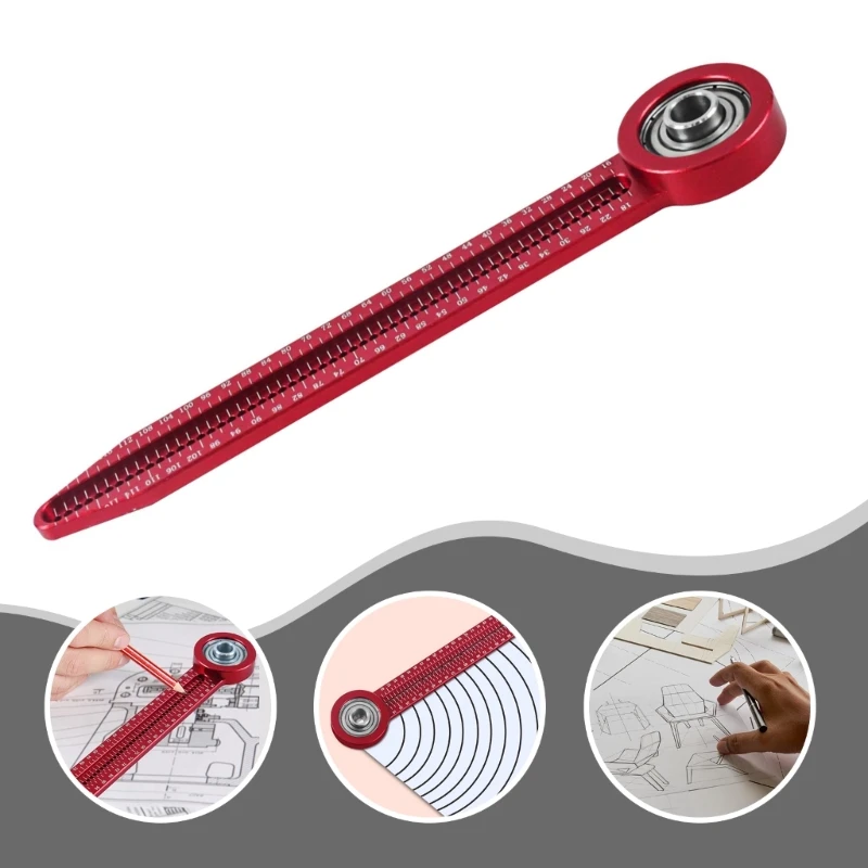 652F Carpentry Ruler Aluminum Drawing Ruler Circular Scriber Drawing Tool Woodworking Round Marking Gauge Scriber