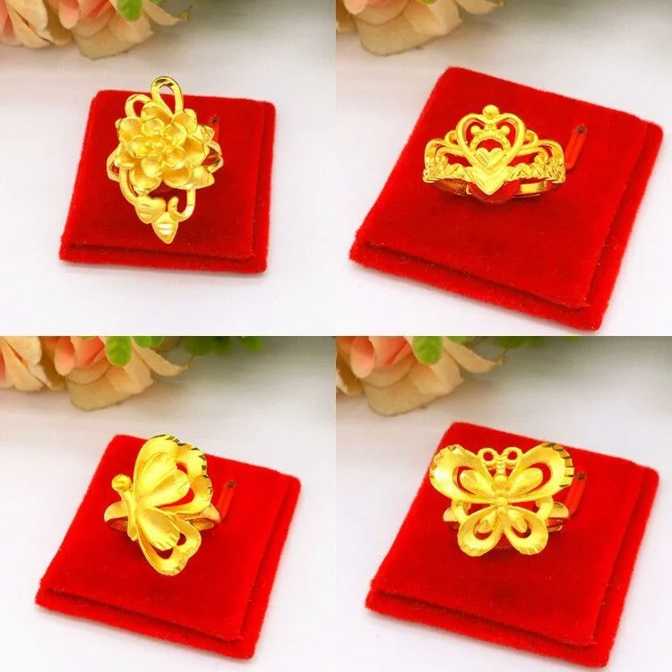 

Luxury Vietnam Sand Gold Opening Butterfly Flower Ring European Coin Gold Plated for a Long term Wedding Jewelry Gift