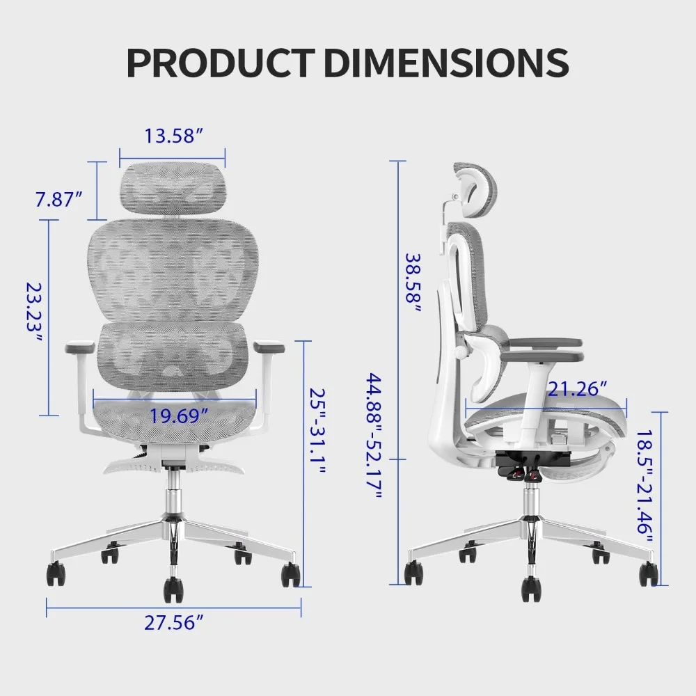 Silla de oficina ergonómica de malla con reposabrazos ajustable 3D, silla de ordenador de escritorio de Espalda alta, silla de oficina ergonómica Ergo3d