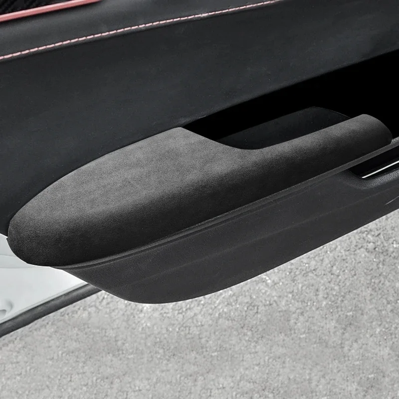 For Honda Civic 2016 2017 2018 2019 2020 2021 Top Suede ABS Armrest Box Cover, Door Armrest Panel Protective Frame