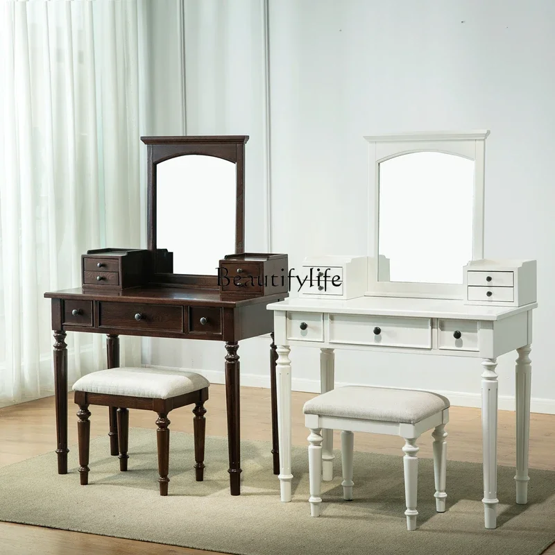 

FG40Solid Wood Dressing Table Nordic Modern Simplicity with American Style Cosmetic Cabinet Bedroom Small Apartment