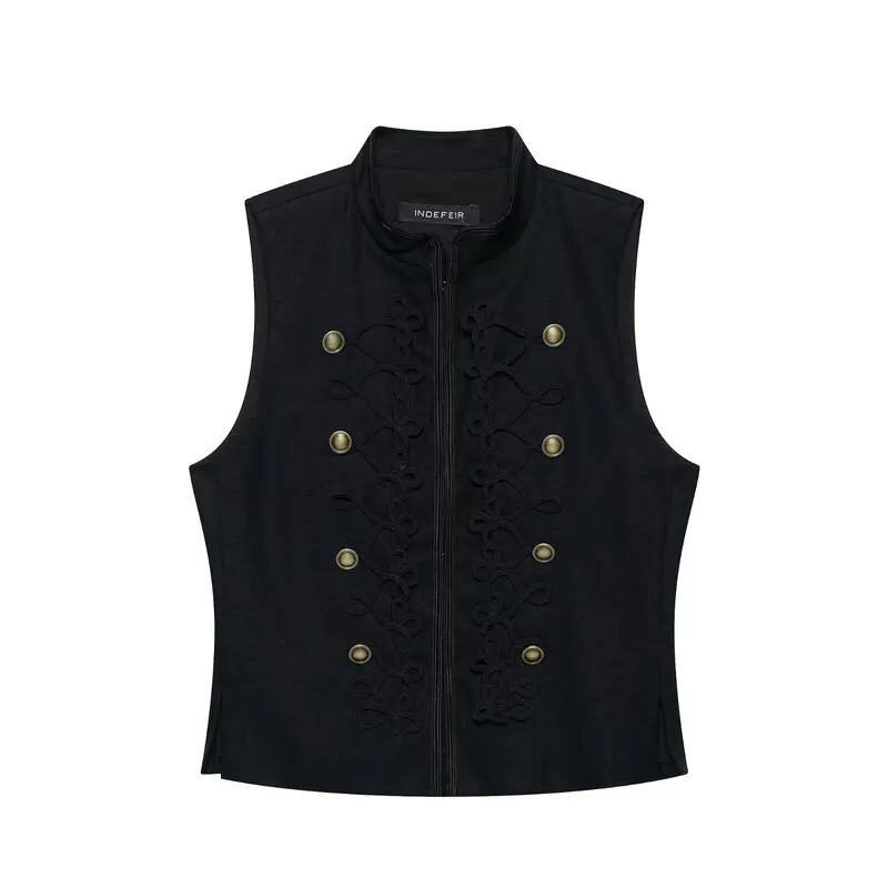 Summer 2026 Women's Slim Fit Vest Design Knot Decoration Versatile Rope Buckle Decorated Fashionable Chinese Style Outerwear
