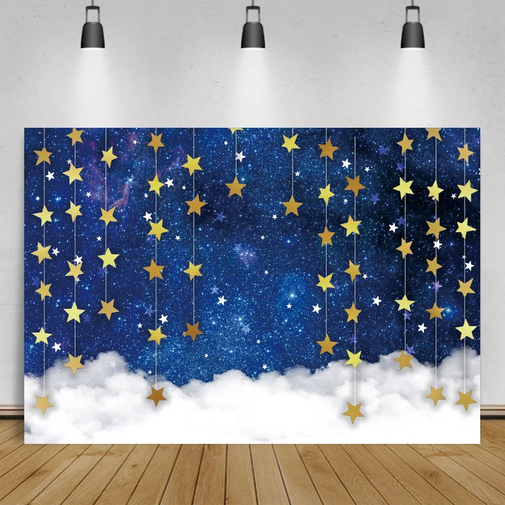 Dreamy Shiny Gold Moon Star Party Photo Backdrop Baby Shower 1st Birthday Portrait Photographic Backgrounds For Photo Studio