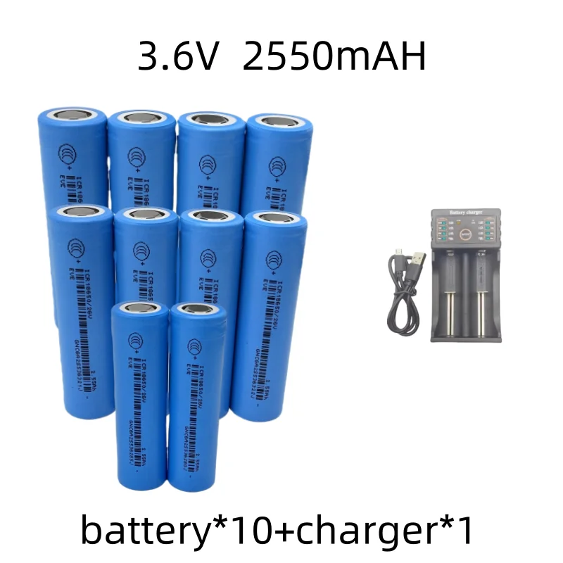 100% original kepah ICR 18650/26V 3.6V 18650 2550mAh Sufficient capacity Rechargeable Lithium Battery Flashlight Battery+charger