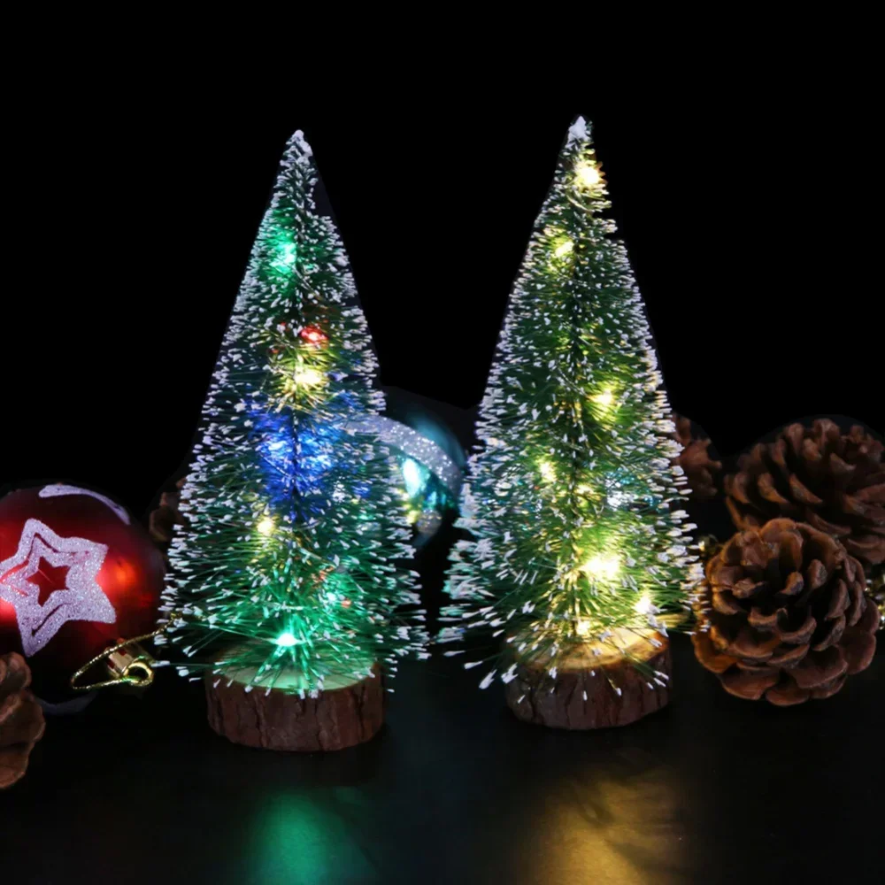أضواء LED خضراء لعيد الميلاد الأرز ، شجرة إبرة الصنوبر ، هدية زخرفة سطح المكتب ، ديكورات صغيرة ، ديكورات شجرة