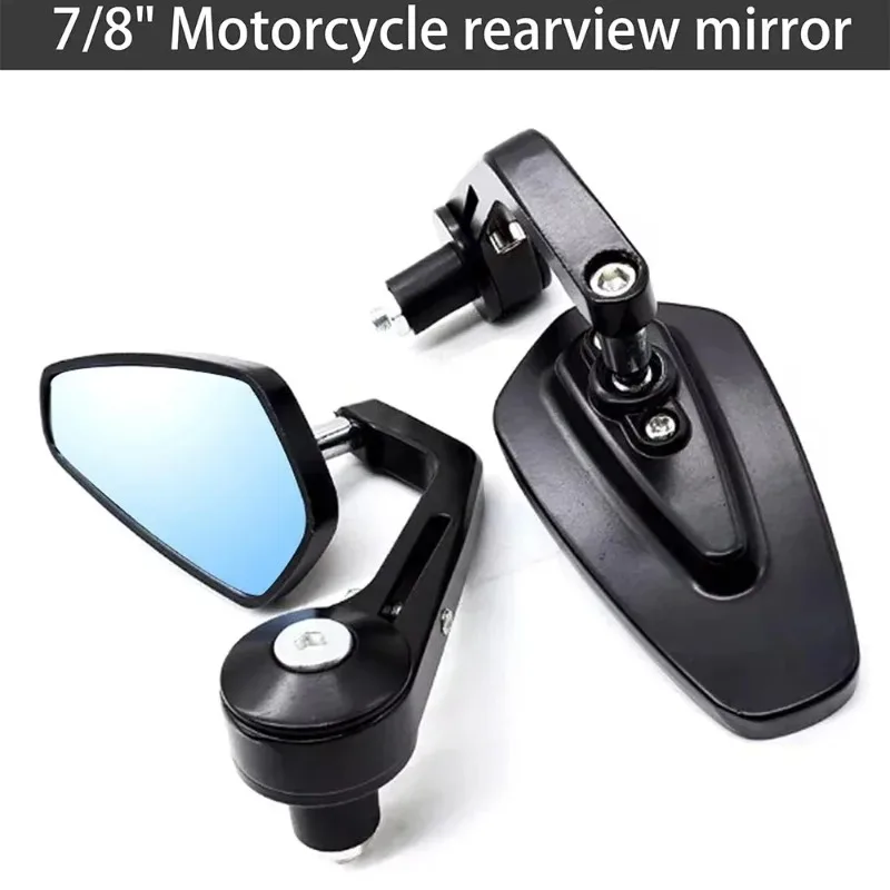 Motorcycle Handlebar End Blue Rearview Mirror, universal Handlebar, Folding Bending Rod, Reflector, Suitable for BMW Ducati view 4