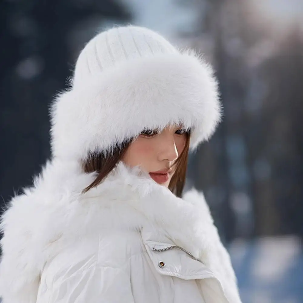

Women Plush Fisherman Hat Fluffy Fur Bucket Hat Plush Baseball Cap Cold-proof Ear Protection Basin Hats Warm Russian Panama Caps
