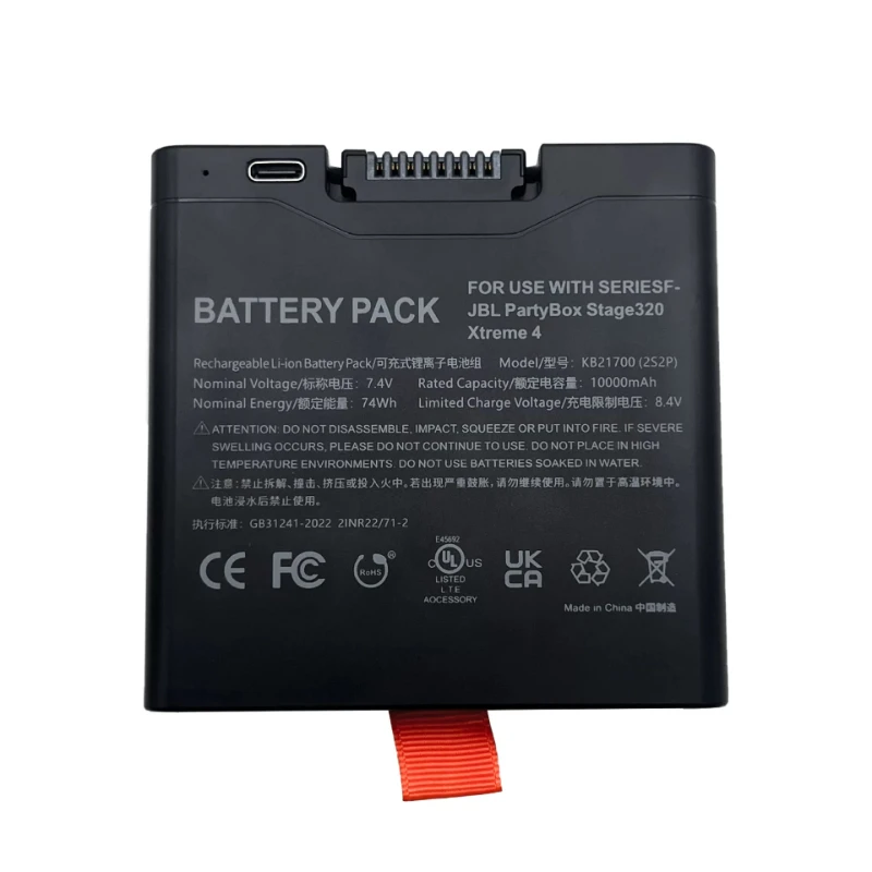 KB21700 2S2P 7.4V 10000mAh 74Wh Replacement Battery Type-C Direct Charging for JBL Xtreme 4 Partybox Stage 320 Bluetooth Speaker