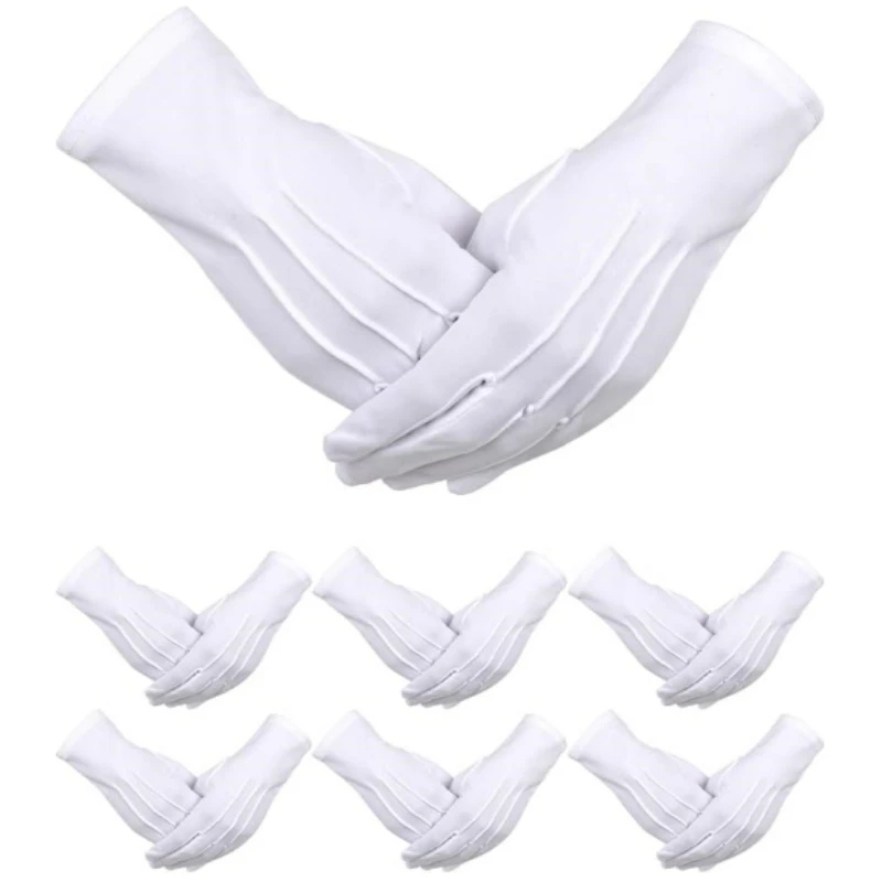 40PCS White Cotto Formal Gloves Classic Parade Gloves Tuxedo Honor Guard Parade Women Men Inspection Uniform Guard Band Butler