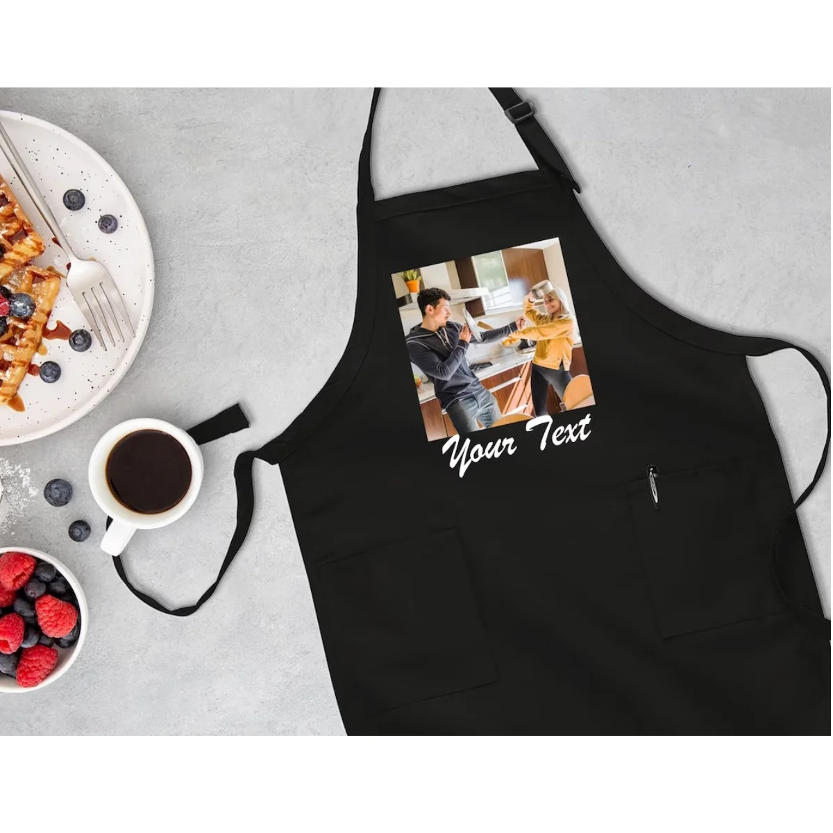Avental de foto personalizado, avental de presente de chef de imagem, avental de texto personalizado, avental de presente personalizado, avental de foto ajustável, avental para mulher