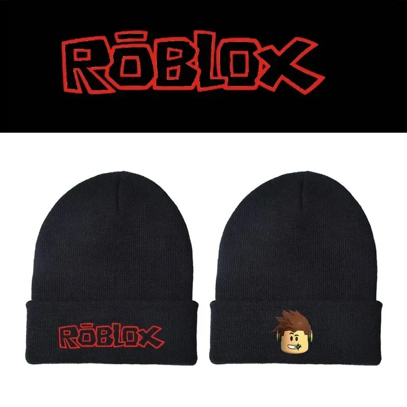 Game Roblox Cartoon Anime Letter Print Student Hip Hop Trend Woolen Hat Embroidered Knitted Pullover Hat Christmas Birthday Gift