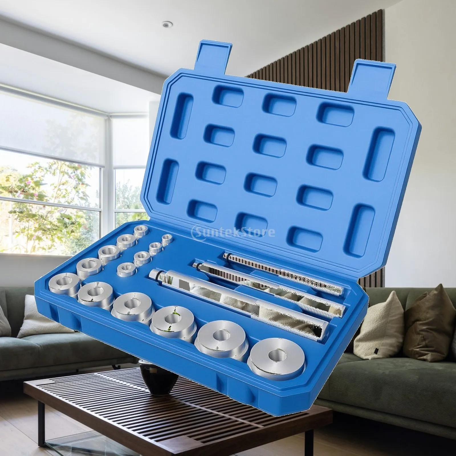 Automotive Wheel Bearing Installer Press Tool Kit Alloy 17pc for Car Repair Hub Removal Tool Set with Knurled Handle Storage Box