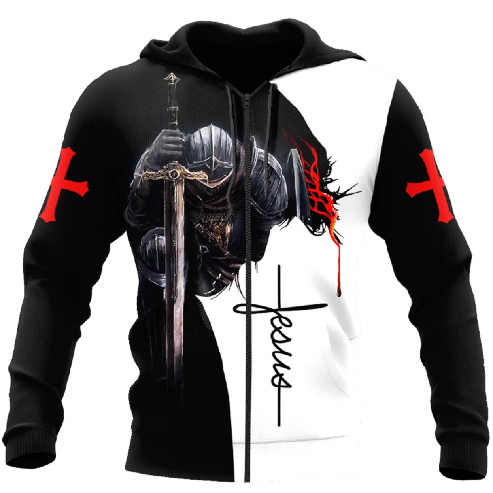 Fashion Christian Jesus Mens Hoodie 3D Print Harajuku Clothes  Hooded Sweatshirt New Casual Pullover Streetwear Oversized Jacket