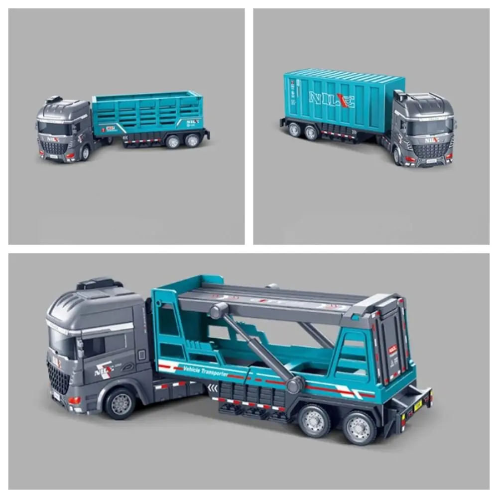 Escala 1:64 modelo de reboque de liga metálica fundida, cerca conjunta móvel, veículo de transporte, modelo deslizante, veículos, habilidade prática