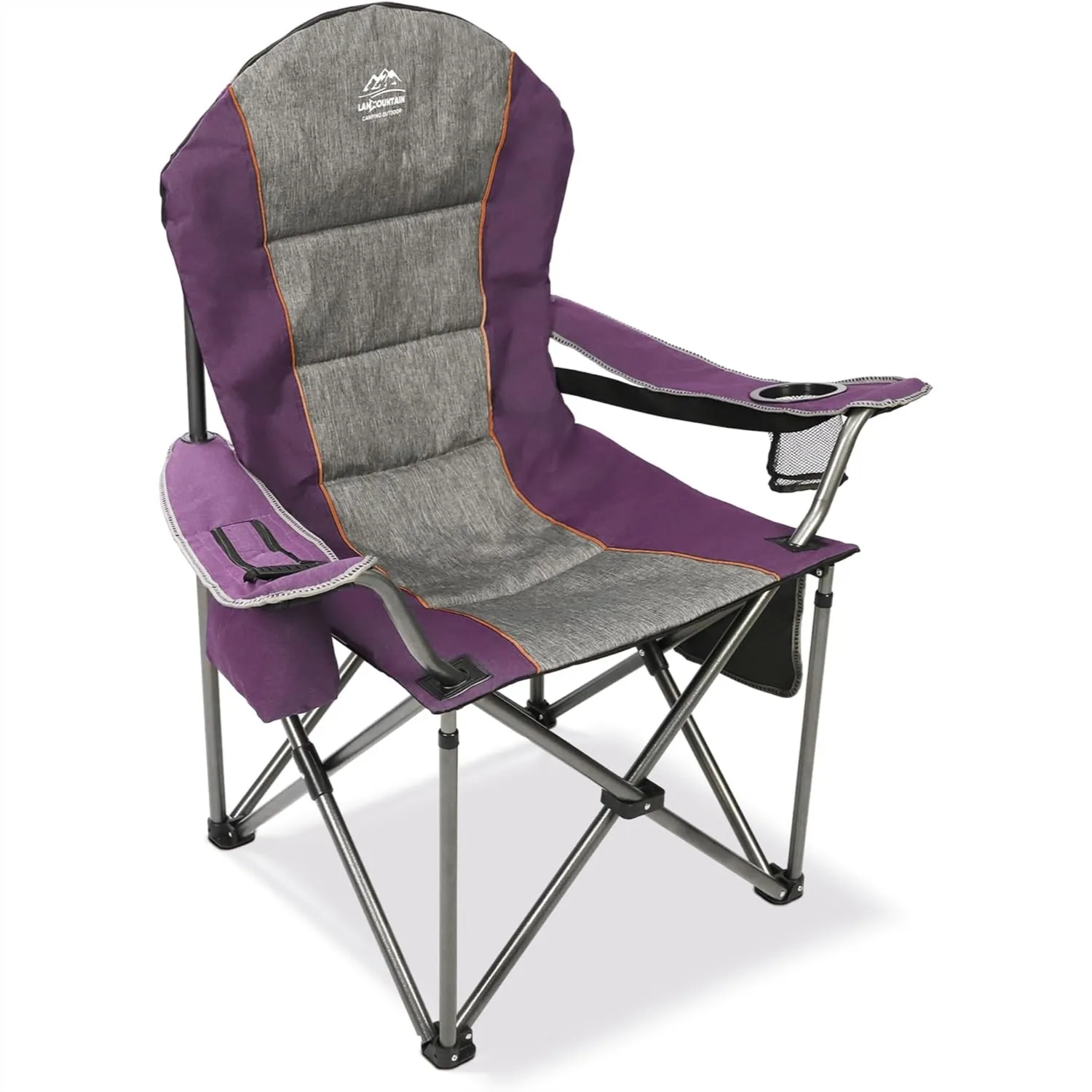 

Heavy Duty Camping Chairs for Adults, High Back Folding Chair with Cup Holder & Cooler Bag, Outdoor Lawn Chair for Camping