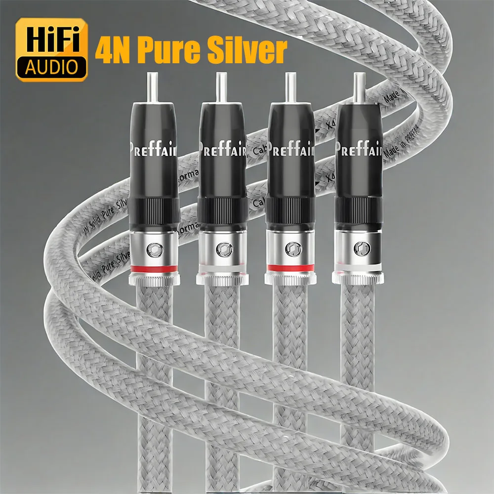 

4N Pure Silver RCA Cable Audio Interconnect Signal wire 18AWG Solid PSS Core RCA Male to RCA male Audio stereo Cable for amp