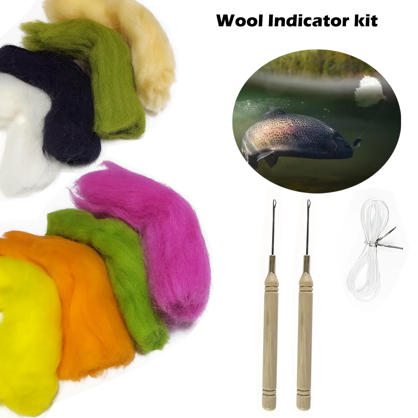 

Fly Fishing Strike Indicator Wool Yarn Kit 4 Bright Colors Floating High-Visibility Wool for Nymph and Dry Fly Tying